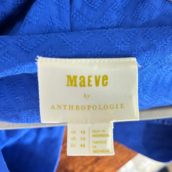 Maeve Madelyn Blue Wrap Top Anthropologie Size 14 Feminine Chic Blouse - Picture 4 of 5
